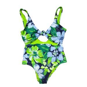 Aerie 1 Piece Swimsuit L Womens Tropical Multicolor Full Coverage Padded Beach